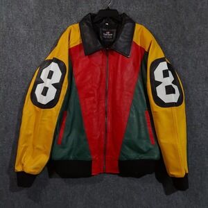 Genuskin Leather Jacket Mens 3XL 8 Ball Seinfeld David Puddy Patrick Warburton